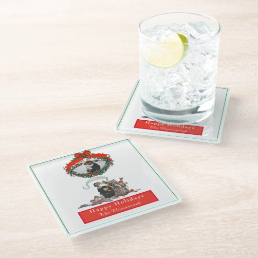 Traditionele kerstfeestdag voor kerstfeestdagen glazen onderzetter (Schuin)