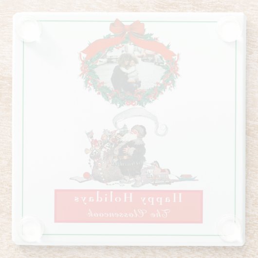 Traditionele kerstfeestdag voor  kerstfeestdagen glazen onderzetter (Achterkant)