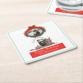 Traditionele kerstfeestdag voor  kerstfeestdagen kartonnen onderzetters (Schuin)