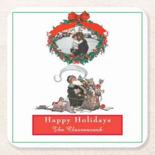 Traditionele kerstfeestdag voor  kerstfeestdagen kartonnen onderzetters