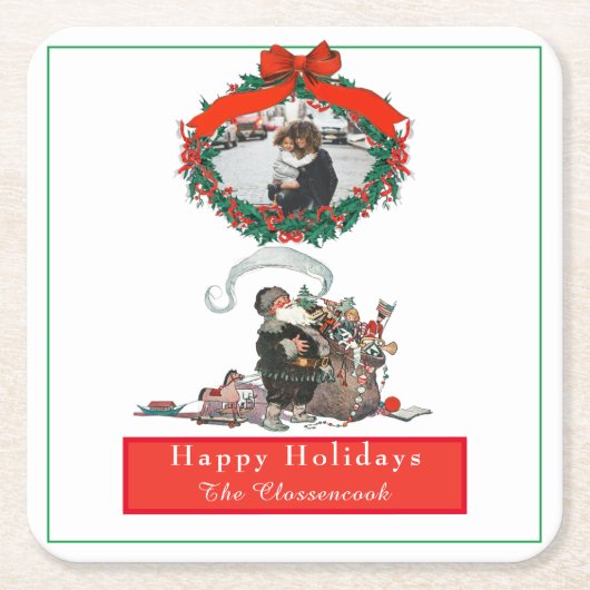 Traditionele kerstfeestdag voor  kerstfeestdagen kartonnen onderzetters (Voorkant)