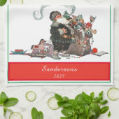 Traditionele kerstfeestdag voor  kerstfeestdagen theedoek (Gevouwen)