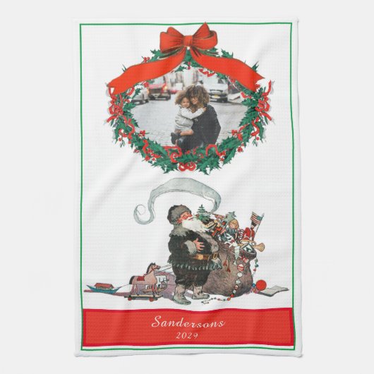 Traditionele kerstfeestdag voor  kerstfeestdagen theedoek (Verticaal)