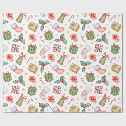 Traditionele kerstfeestdag voor Waterverf Cadeaupapier (Vlak)
