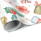Traditionele kerstfeestdag voor Waterverf Cadeaupapier (Rol Hoek)