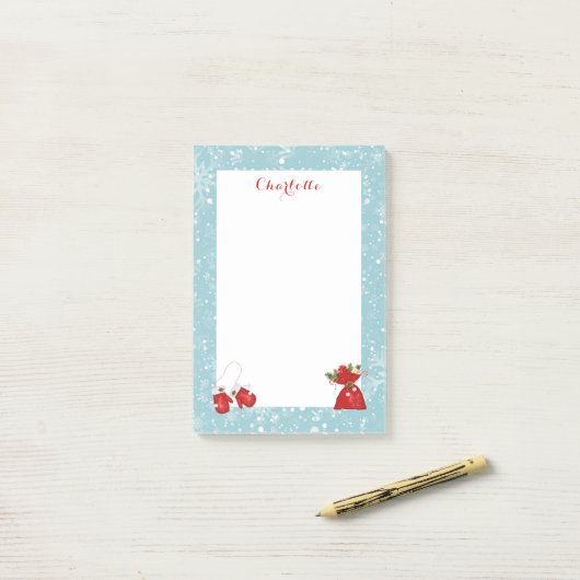 Traditionele kerstfeestelijke feestelijke persoonl post-it® notes (Op bureau)