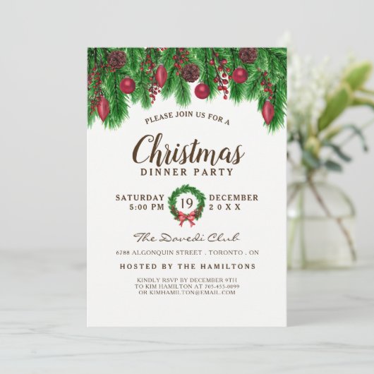 Traditionele kerstfeestuitnodiging kaart (Staand voorkant)