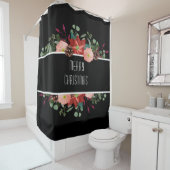 Traditionele kerstflora op zwarte achtergrond douchegordijn (In situ)