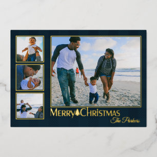 Traditionele kerstfoto op landbasis folie feestdagenkaart