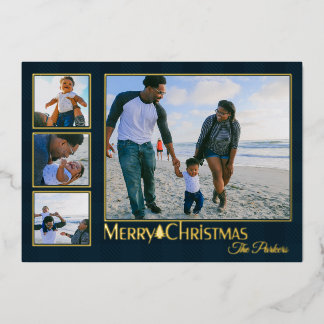 Traditionele kerstfoto op landbasis folie feestdagenkaart