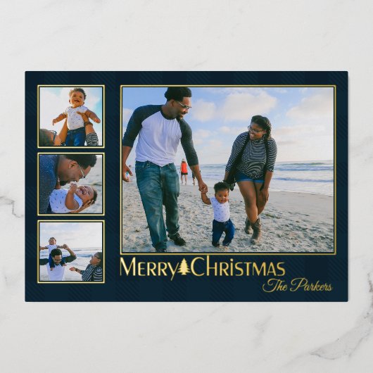 Traditionele kerstfoto op landbasis folie feestdagenkaart (Voorkant)