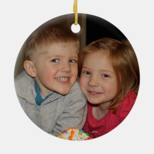 Traditionele kerstfoto-ornament keramisch ornament (Achterkant)