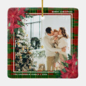 Traditionele kerstfoto's van Pset en Poinsettia Keramisch Ornament (Achterkant)