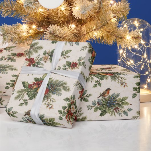 Traditionele Kersthulst en Winterfruit Cadeaupapier (Feestdagen)