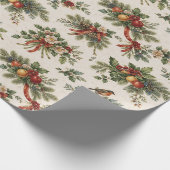 Traditionele Kersthulst en Winterfruit Cadeaupapier (Hoek)