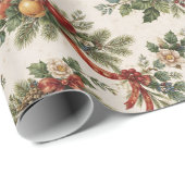Traditionele Kersthulst en Winterfruit Cadeaupapier (Rol Hoek)