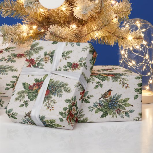 Traditionele Kersthulst en Winterfruit Cadeaupapier (Feestdagen)