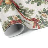 Traditionele Kersthulst en Winterfruit Cadeaupapier (Rol Hoek)