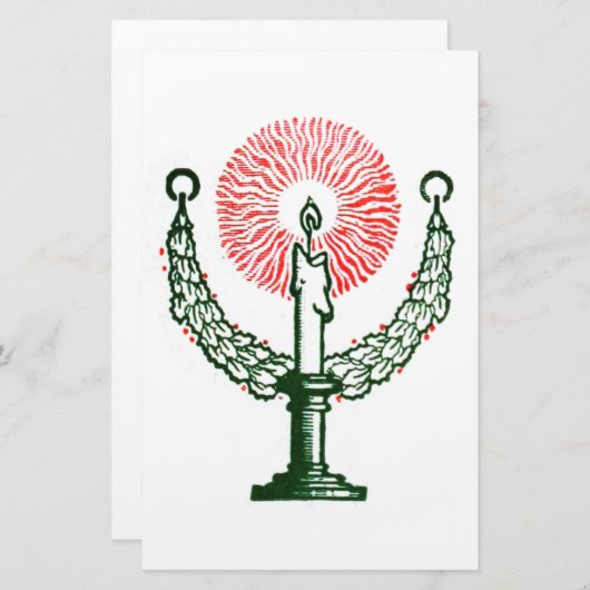 Traditionele kerstkaars briefpapier (Voorkant / Achterkant)