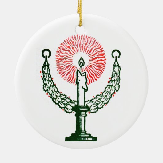 Traditionele kerstkaars keramisch ornament (Achterkant)