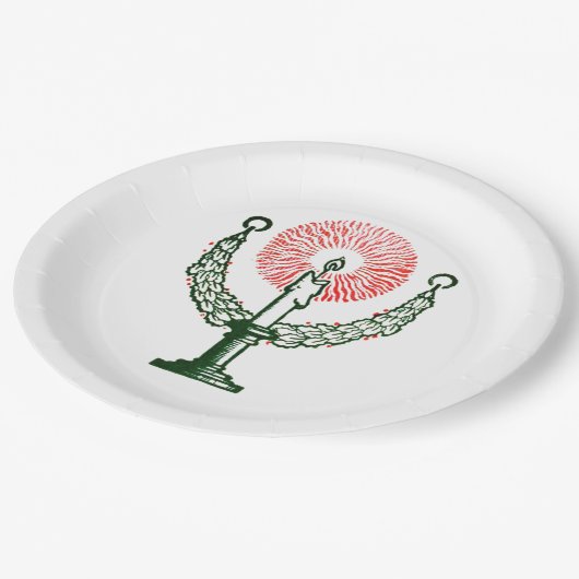 Traditionele kerstkaars papieren bordje (Gekanteld)