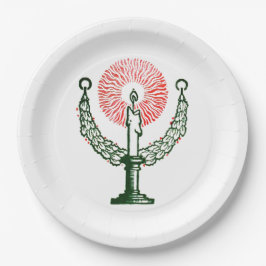 Traditionele kerstkaars papieren bordje