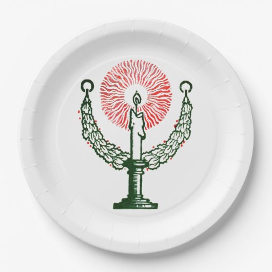 Traditionele kerstkaars papieren bordje (Voorkant)