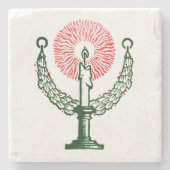 Traditionele kerstkaars stenen onderzetter (Voorkant)