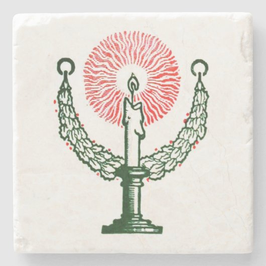 Traditionele kerstkaars stenen onderzetter (Voorkant)