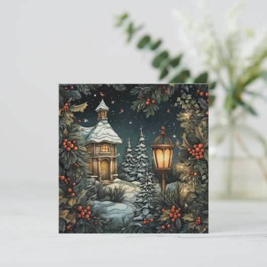 Traditionele kerstkaart (Staand voorkant)