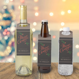 Traditionele kerstkerst Holly Berries Flessenhanger