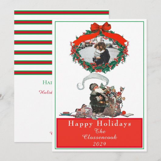 Traditionele  kerstkerstfoto feestdagenkaart (Voorkant / Achterkant)