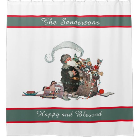 Traditionele  kerstkerstkerstkerstkerstman douchegordijn (Voorkant)