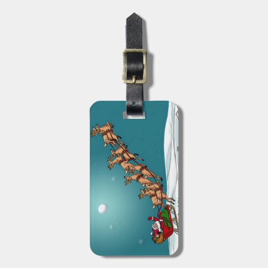 Traditionele kerstkerstkerstman en rendier bagagelabel (Voorkant verticaal)