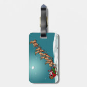 Traditionele kerstkerstkerstman en rendier bagagelabel (Achterkant verticaal)