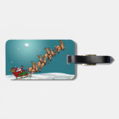 Traditionele kerstkerstkerstman en rendier bagagelabel (Achterkant horizontaal)