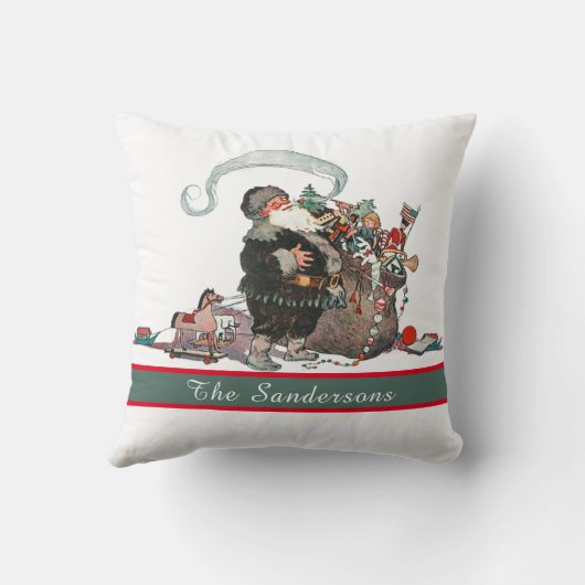 Traditionele  kerstkerstkerstman Naam B Kussen (Achterkant)