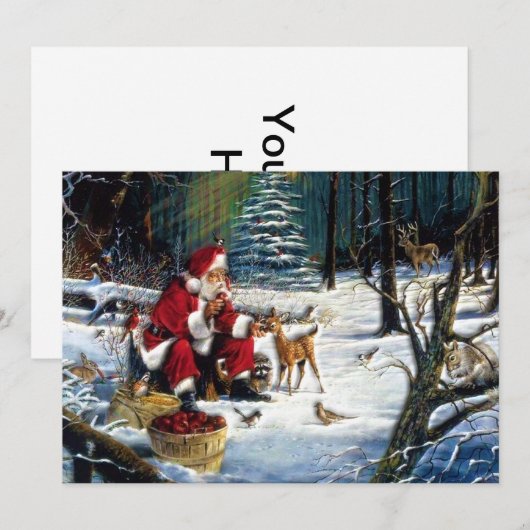 Traditionele kerstkerstman in het park feestdagenkaart (Voorkant / Achterkant)