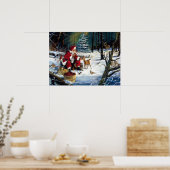 Traditionele kerstkerstman in het park poster (Keuken)