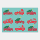 Traditionele  kerstklei en rode vrachtwagen schatt inpakpapier vel (Voorkant 3)