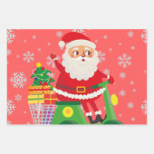 Traditionele  kerstklei en rode vrachtwagen schatt inpakpapier vel (Voorkant)