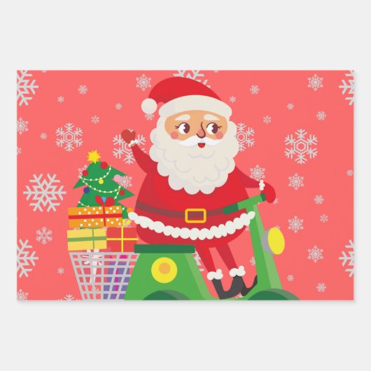 Traditionele  kerstklei en rode vrachtwagen schatt inpakpapier vel (Voorkant)