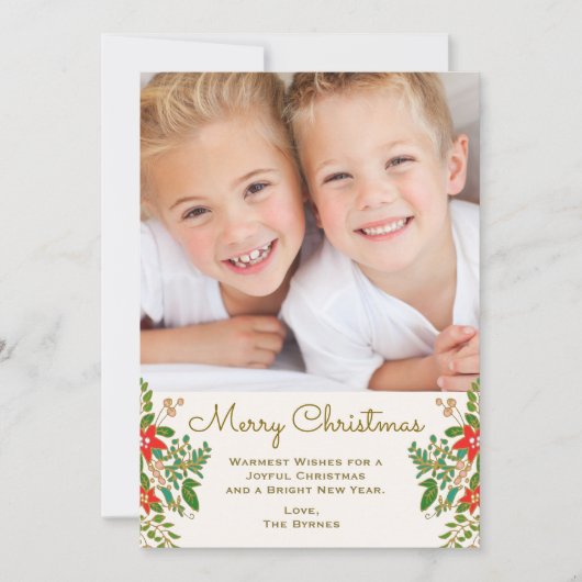 Traditionele kerstkrans één foto notitiekaartje (Voorkant)