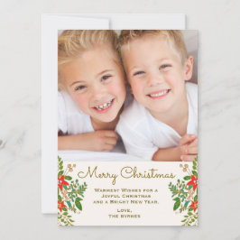 Traditionele kerstkrans één foto notitiekaartje