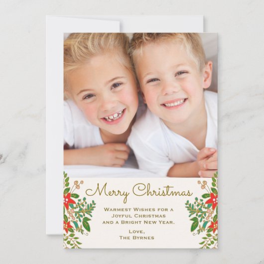 Traditionele kerstkrans één foto notitiekaartje (Voorkant)