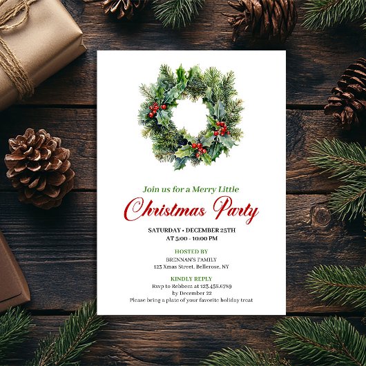 Traditionele Kerstkrans Feest Uitnodiging