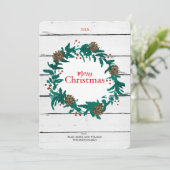 Traditionele Kerstkrans met Pinecones Kaart (Staand voorkant)