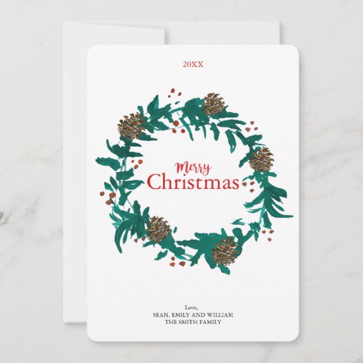 Traditionele Kerstkrans met Pinecones Kaart (Voorkant)
