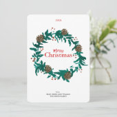 Traditionele Kerstkrans met Pinecones Kaart (Staand voorkant)