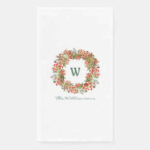 Traditionele Kerstkrans Monogram Naam Vakantie Servet
